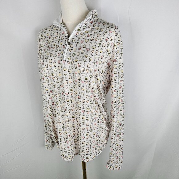 SanSoleil SolTex Lux XL Fun Wine Glass Print Protection Shirt UPF 50+ - Picture 4 of 9